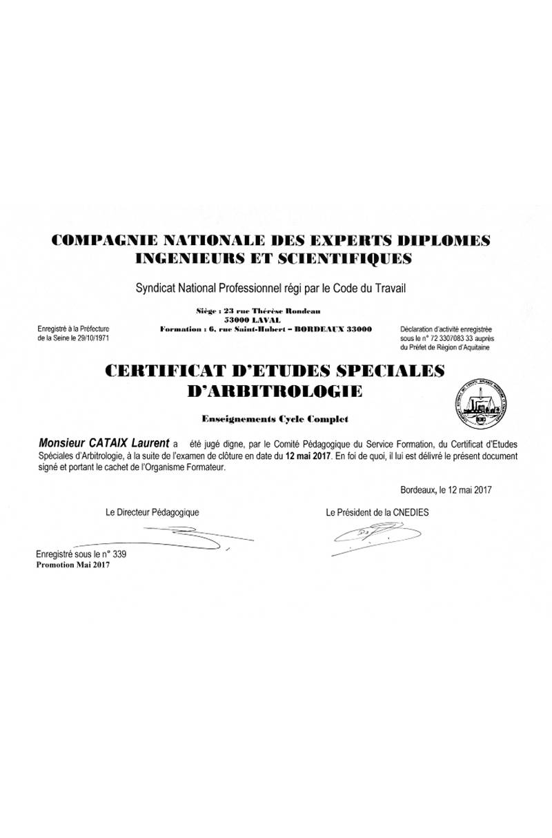 certificat d'études spéciales d'arbitrologie